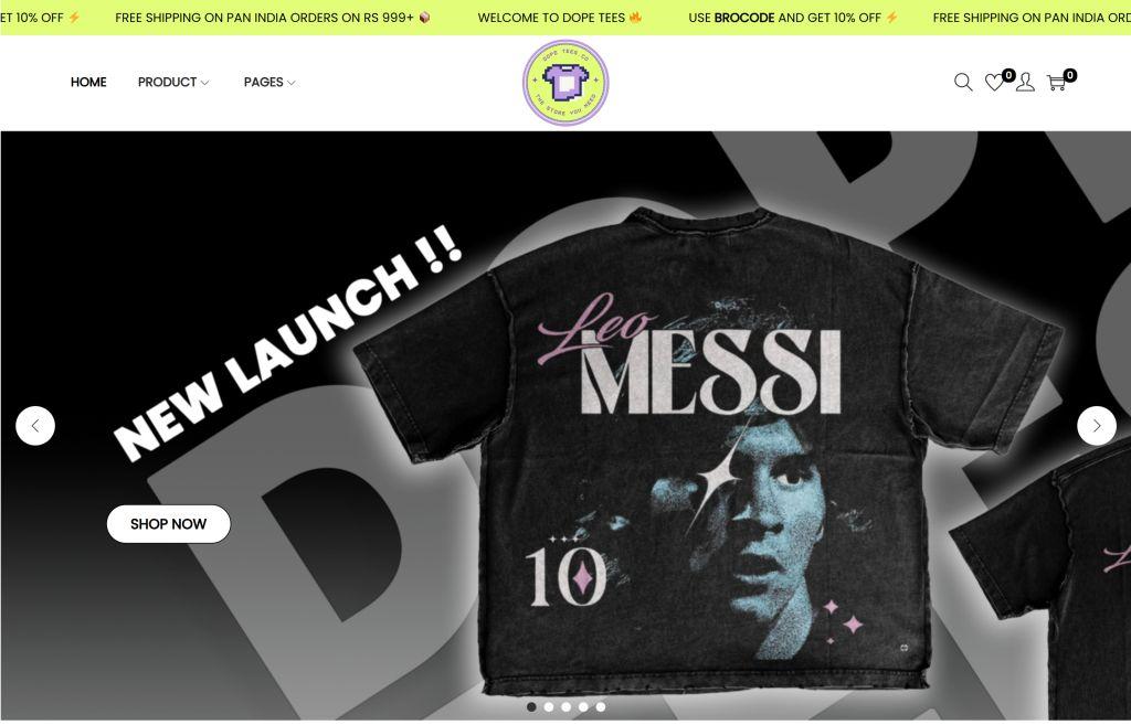 Dope Tees Website Designed By Aristo Coders